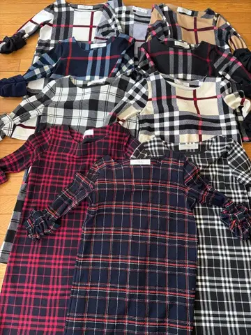 묶음 판매 tocco closet 소매 리본 체크 무늬 원피스 10벌