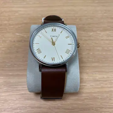 TIMEX 아날로그 손목시계 브라운 가죽