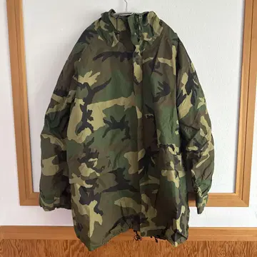 00s 실물 미군 우드랜드 카모 레인 후드티 L 카모플라쥬 나일론 자켓