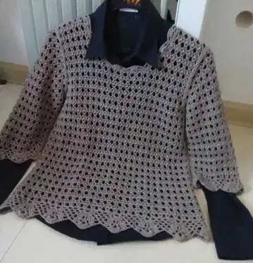 레이스 편직 베이지 니트 프리 사이즈