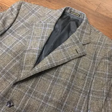 긴자 야마가타야 글렌체크 테일러드 자켓 울 자켓