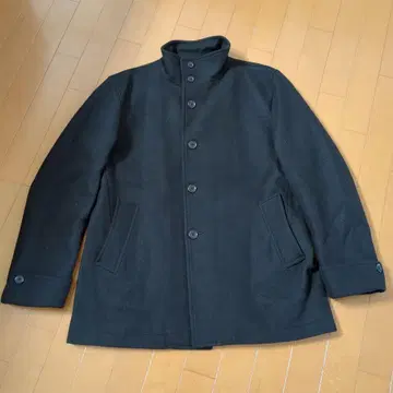 무인양품 블랙 울 혼방 코트