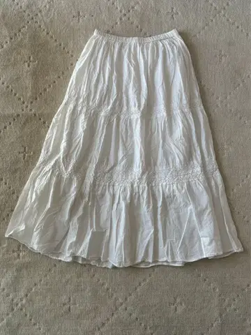 Fanaka 코튼 레이스 롱 스커트 / 화이트 / 안감 부착