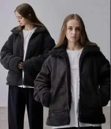 CLEL 리버서블 페이크 무스탕 자켓 S 사이즈 블랙