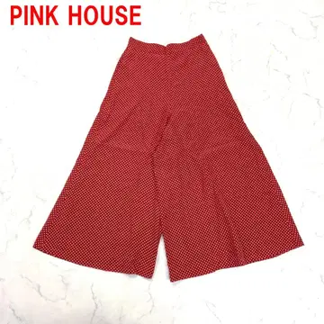 A7017 핑크하우스 가우초 팬츠 와이드 도트 안감 있음 빨간색 F
