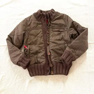 W 지퍼 면 퀼팅 블루종 후드, 퍼 탈부착 가능