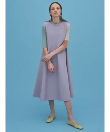 새상품급 퍼퍼 컬러 블록 니트 원피스 프리 사이즈