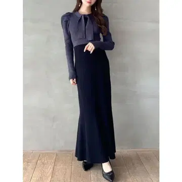 원피스 보타이 머메이드 니트 원피스