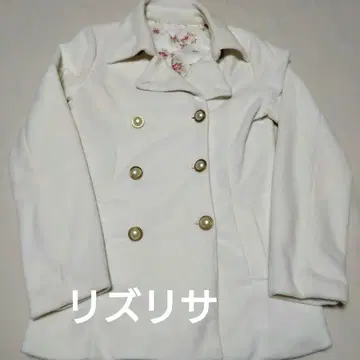 LIZ LISA 화이트 더블 브레스트 피 코트