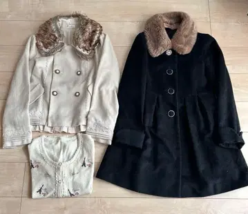 엑시즈팜 숏코트 & 가디건 블랙 롱 코트 퍼 탈부착 가능