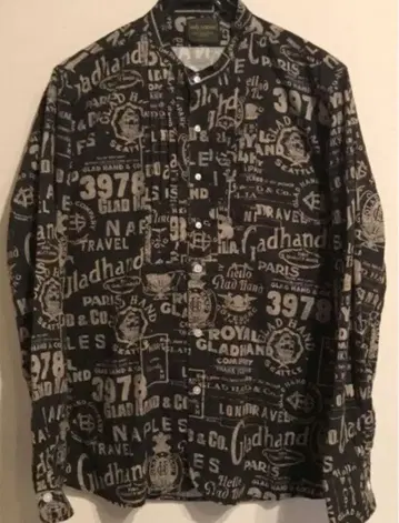 GLADHAND 블랙 프린트 패턴 셔츠
