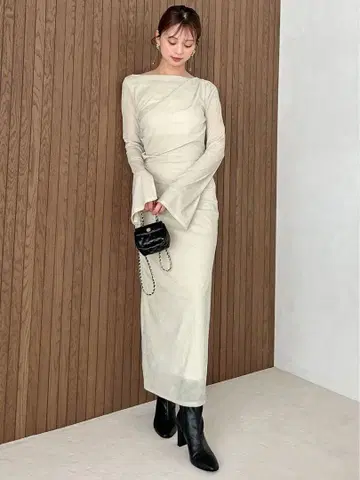 snidel 플로키 벨로아 드레이프 드레스