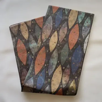 순수 실크 육통 무늬 후쿠로 오비 미사용품 일품