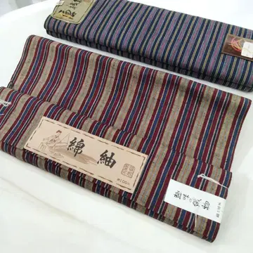 당잔주 면주 줄무늬 목화 옷감 2필 #1135