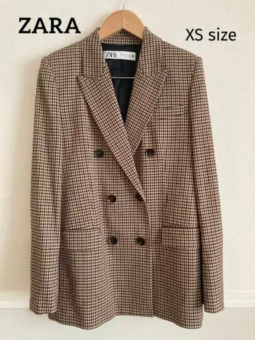 ZARA 브라운 계열 체크 테일러드 자켓 XS