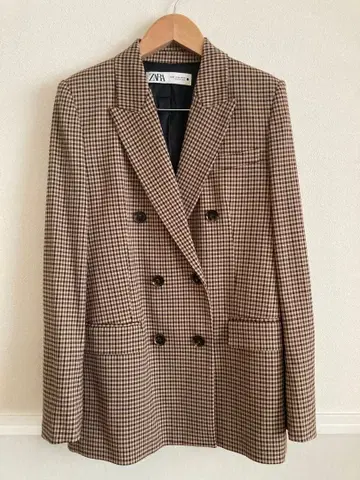 ZARA 브라운 계열 체크 테일러드 자켓 XS