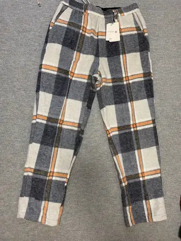 준 레드 체크 팬츠 울 라이크 팬츠