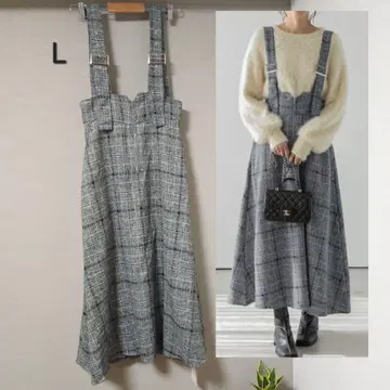 라지엠 체크 오버롤 스커트 살로펫 스커트