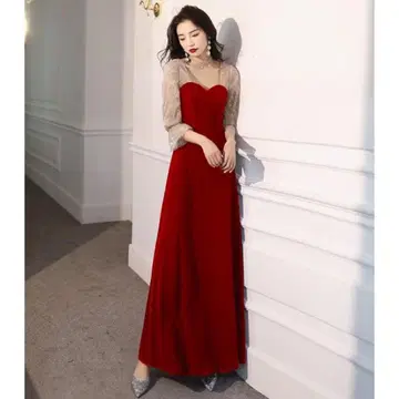파티 드레스 롱 드레스 빨간색