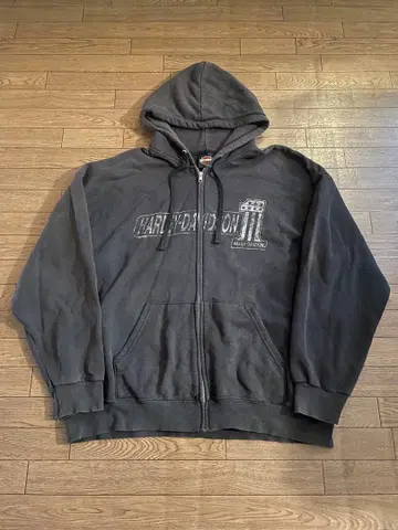 HARLEY-DAVIDSON 페이드 블랙 지퍼 후드티