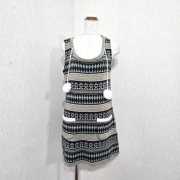 FIRST REVUE 노르딕 무늬 니트 오버롤 스커트 M