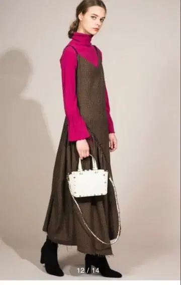 Mila Owen 잡지 게재 성인 체크 오버롤 스커트 롱 맥시