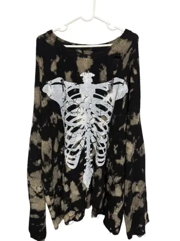 Danke schon 블리치 니트 본 블랙