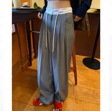 Nalm. 바이컬러 스트라이프 슬랙스