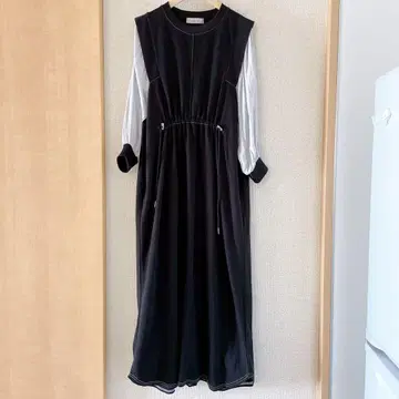 에이미 로우 개더 슬리브 드로스트 원피스 M 네이비