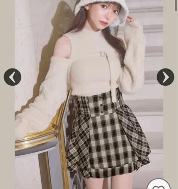 미셸 마카롱 프릴 체크 미니 스커트