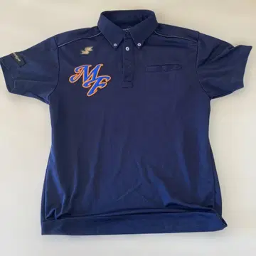 모리오카후츠 MF 로고 네이비 피케 셔츠