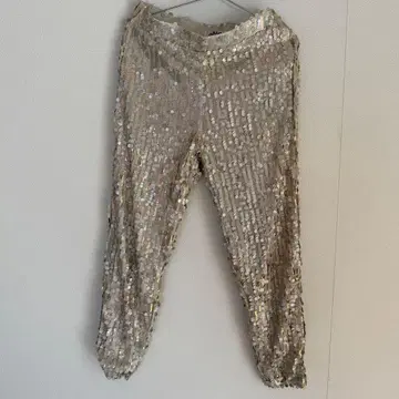 ONE ABOVE ANOTHER 실버 스팽글 팬츠 베이지