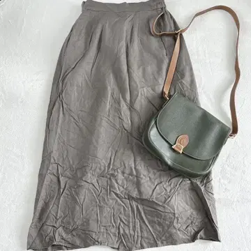 ikka 이카 린넨 블렌드 플레어 스커트 백 슬릿 I 라인 M