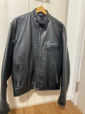 블랙 천연 가죽 라이더 자켓