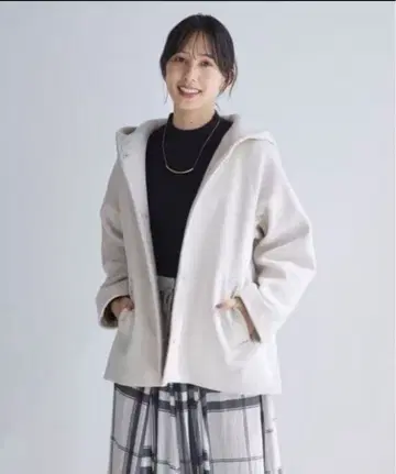 GLOBAL WORK 가벼운 스트레치 후드 미들 코트