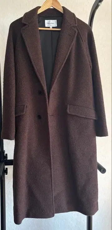 MOUSSY 울 롱 코트 브라운