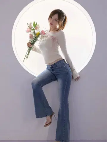 Heart hip flare denim M