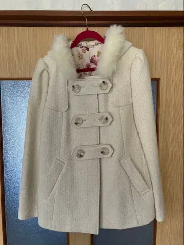 Joias 후드 부착 더플 코트 화이트