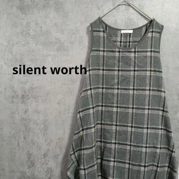 사일런트워스 민소매 원피스 벌룬 루즈핏 체크 무늬 레이어드