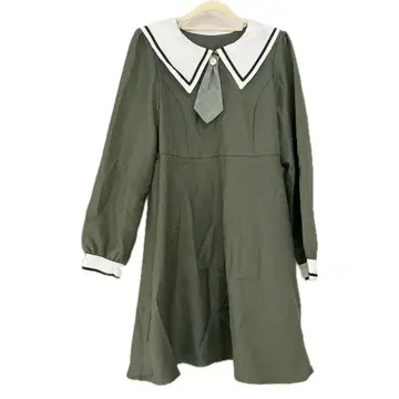 Amavel 세일러 카라 카키 원피스 넥타이 포함