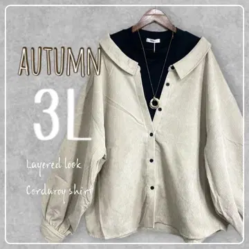 새상품 3L 빅 사이즈 이너 레이어드 스타일 코듀로이 셔츠 오프
