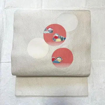 나고야 오비 복숭아색 원형에 원앙