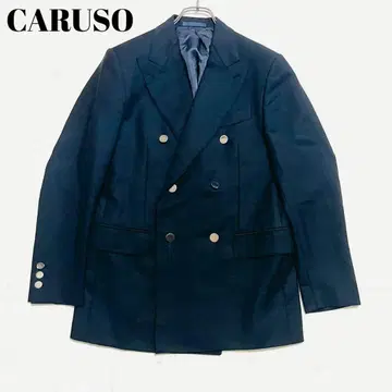 새상품급 카루소 은색 버튼 울 모헤어 더블 브레스트 테일러드 자켓 블랙