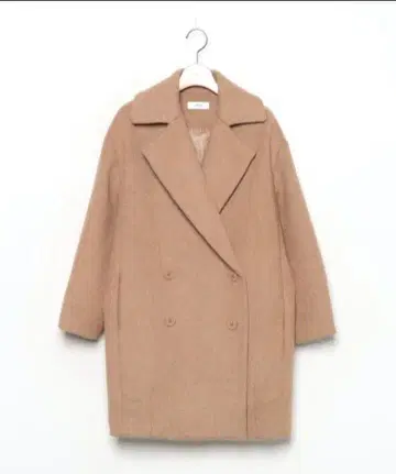 베이지 더블 브레스트 체스터 코트