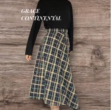 그레이스 콘티넨탈 체크 무늬 플레어 스커트 롱 스커트 3만 6천원