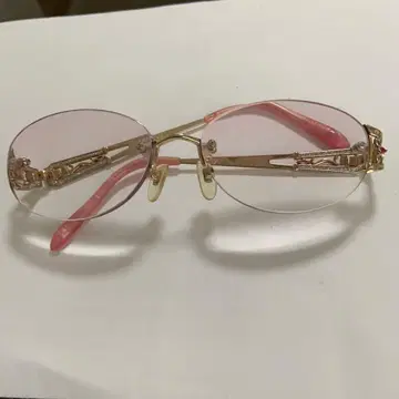골드 프레임 핑크 렌즈 안경
