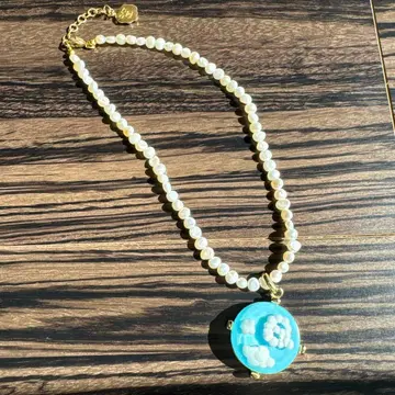 Qpot 구름 모티브 펄 목걸이