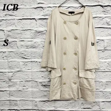 R3442/아이씨비 [ S ] 노카라 트렌치코트 7부 소매 플레어 슬리브