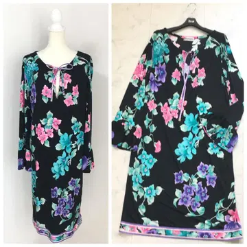 최근 새상품급 LEONARD 레오나르 실크 스트레치 수입 원피스