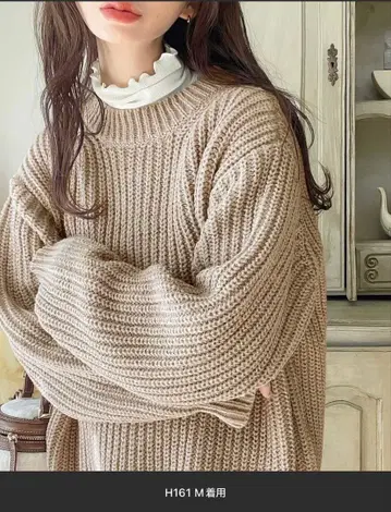 로우 게이지 풀오버 오버 사이즈 니트 M 그레이쉬 베이지 Java